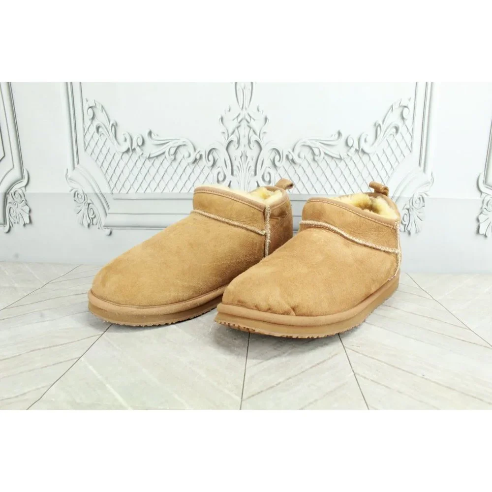 LL Bean Brown Suede Wicked Good Shearling Lined Ankle Boots Slippers 8 M - Picture 2 of 9